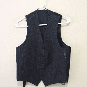 St. De Holt Stylish Black Pinstripe Wool Vest 38
